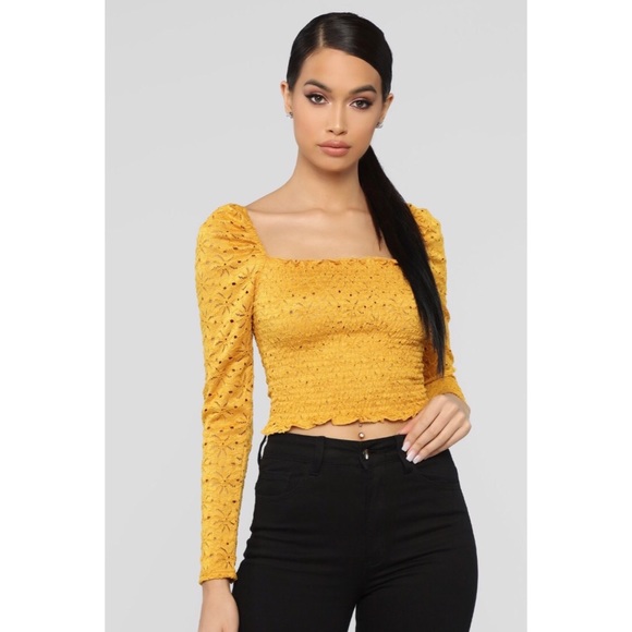 Fashion Nova Tops - Lyssa crop top- mustard yellow